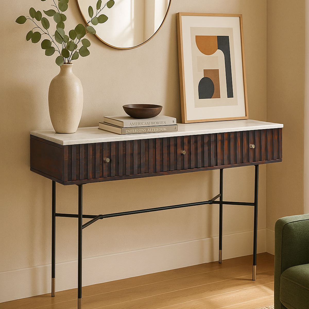 Monroe White Marble Top Console Table – FABLEROOM