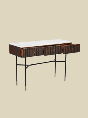 Monroe White Marble Top Console Table