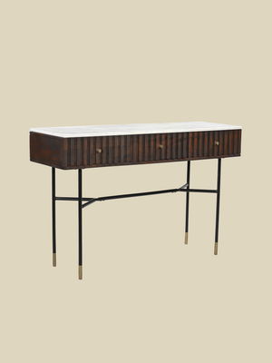 Monroe White Marble Top Console Table