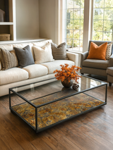 Nova Iron Coffee Table With Glass Top