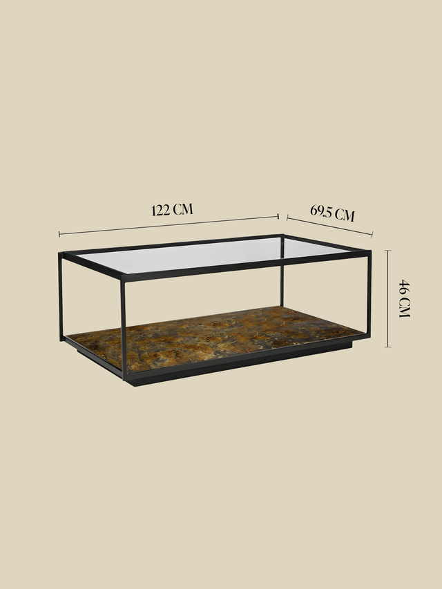 Nova Iron Coffee Table With Glass Top