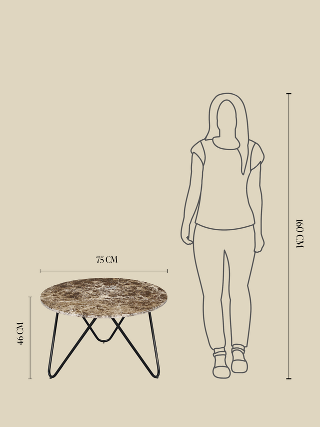 Aiden Marble Coffee Table - Black Base