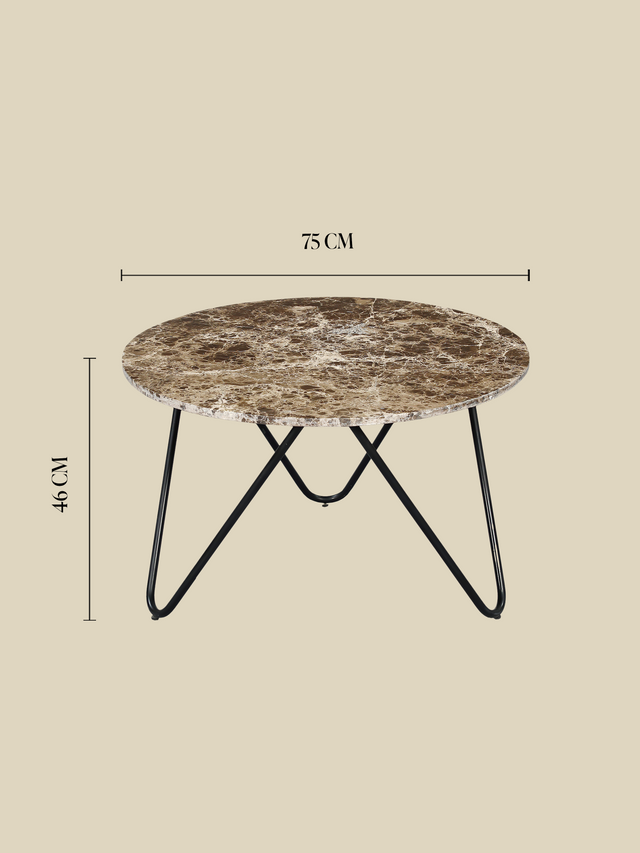 Aiden Marble Coffee Table - Black Base