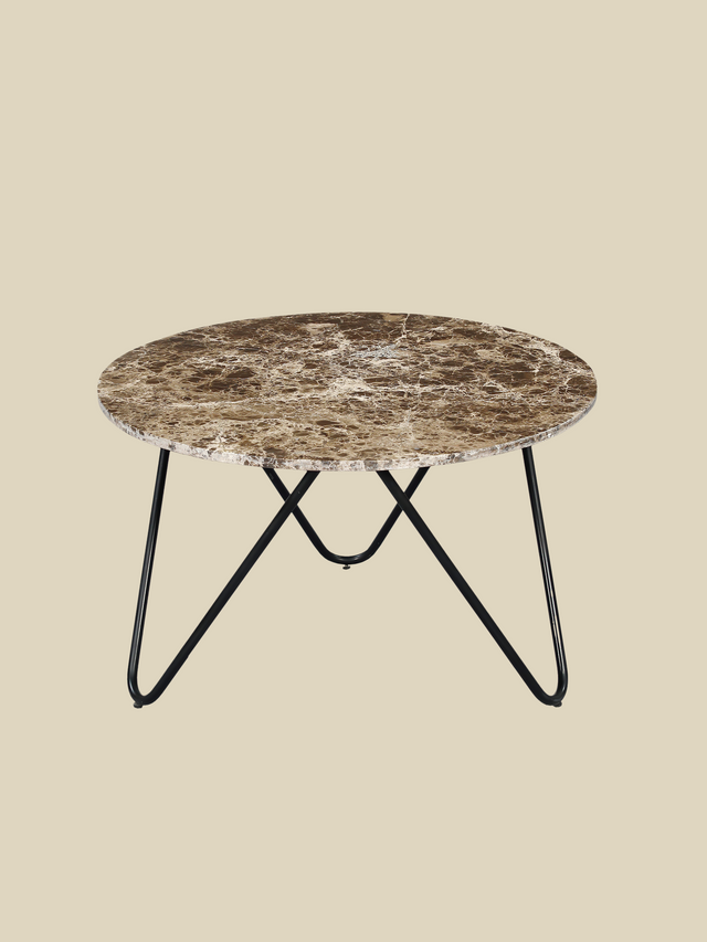Aiden Marble Coffee Table - Black Base
