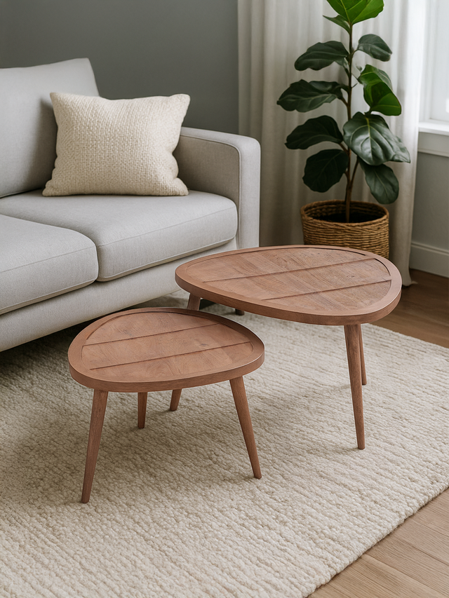 Cairo Wooden Nesting Coffee Tables - Natural