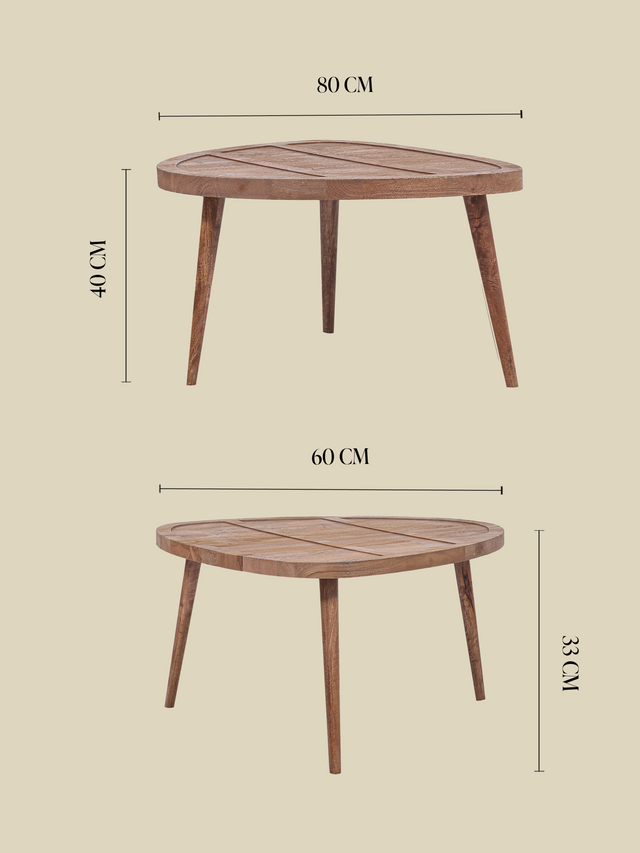 Cairo Wooden Nesting Coffee Tables - Natural