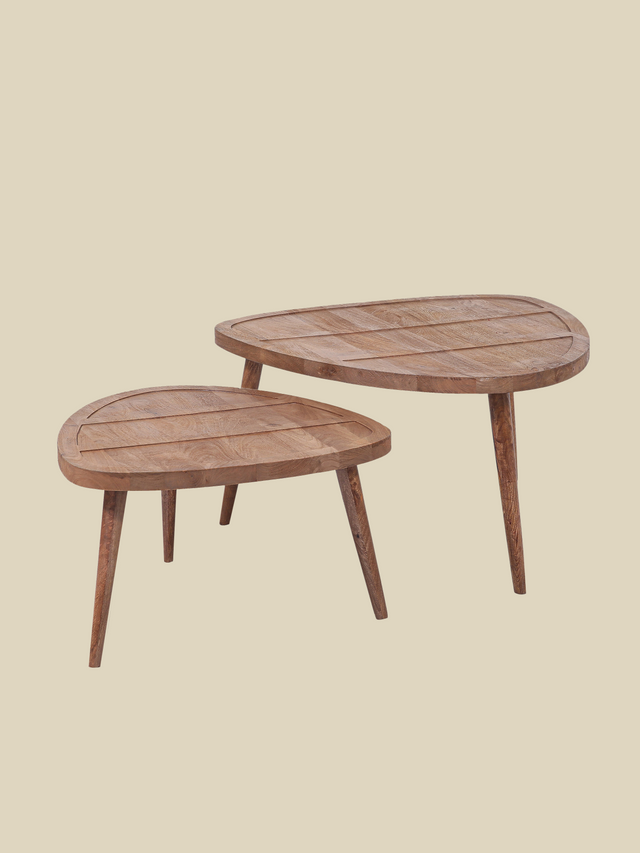 Cairo Wooden Nesting Coffee Tables - Natural