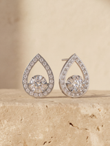 Isadora Lab Diamond Teardrop Halo Studs - Sterling Silver