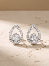Isadora Lab Diamond Teardrop Halo Studs - Sterling Silver