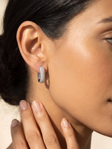 Crest Lab Diamond Rectangle Hoop Earrings - Sterling Silver