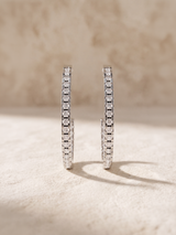 Halo Lab Diamond Hoop Earrings - Sterling Silver