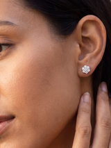 Fleur Lab Diamond Flower Cluster Studs - Sterling Silver