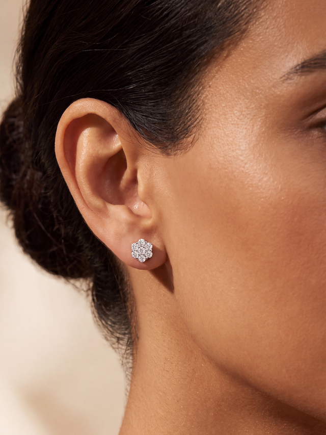 Fleur Lab Diamond Flower Cluster Studs - Sterling Silver