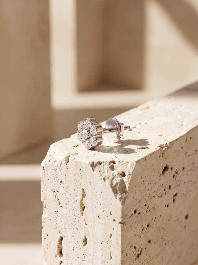 Fleur Lab Diamond Flower Cluster Studs - Sterling Silver