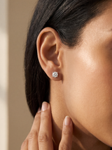 Nova Lab Diamond Round Solitaire Studs - Sterling Silver