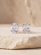 Nova Lab Diamond Oval Solitaire Studs - Sterling Silver