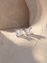 Reina Lab Diamond Princess Cut Studs - Sterling Silver