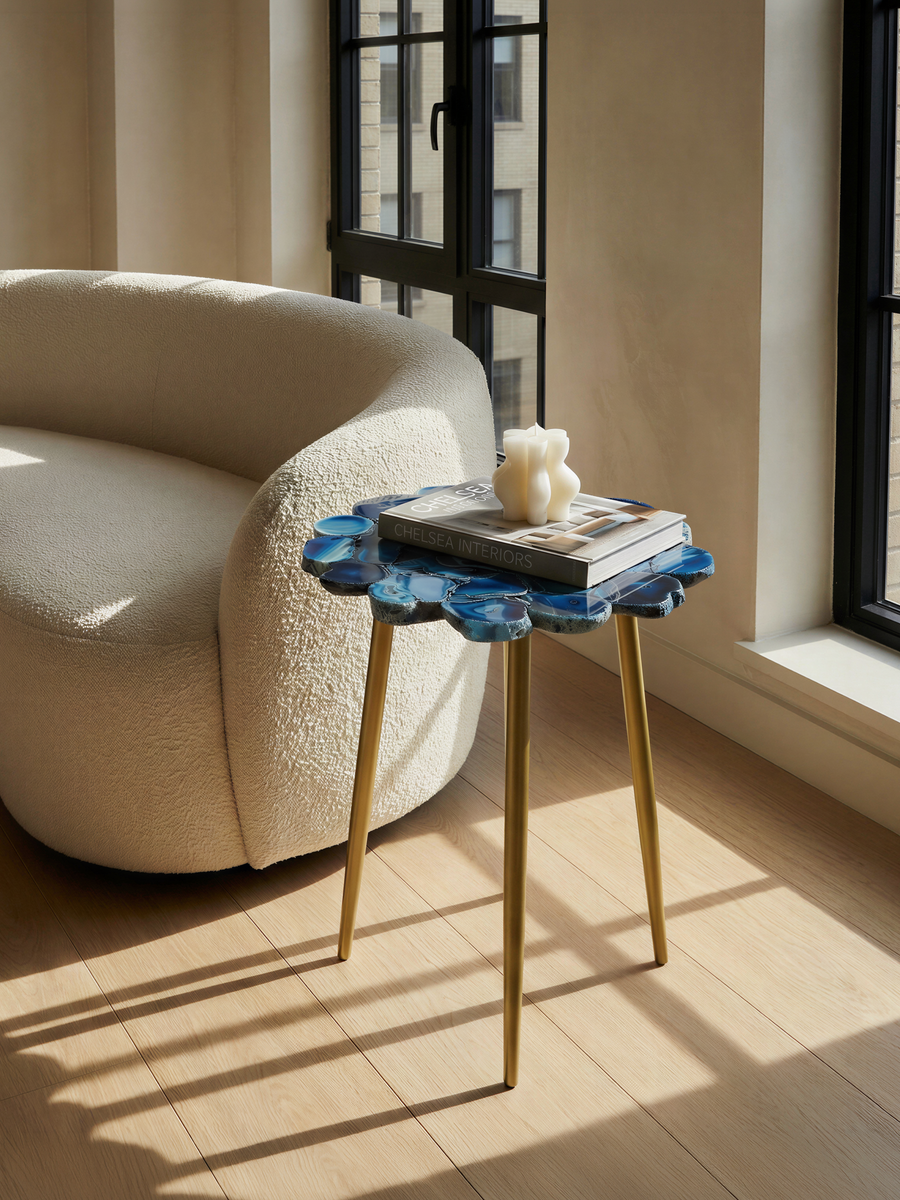 Damon Agate Side Table - Blue