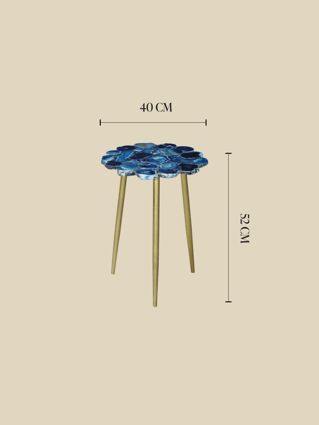 Damon Agate Side Table - Blue