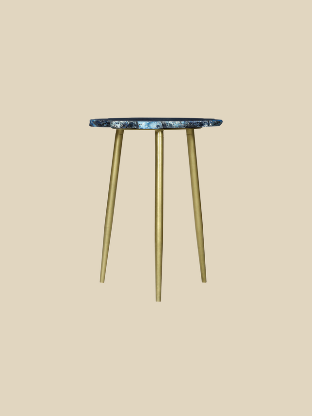 Damon Agate Side Table - Blue