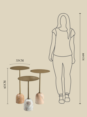 Edie Marble Base Side Tables - Set of 3