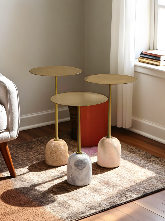 Edie Marble Base Side Tables - Set of 3