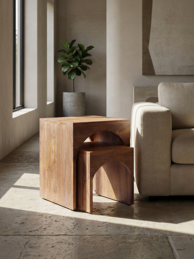 Joe Mango Wood Side Table - Set Of 2