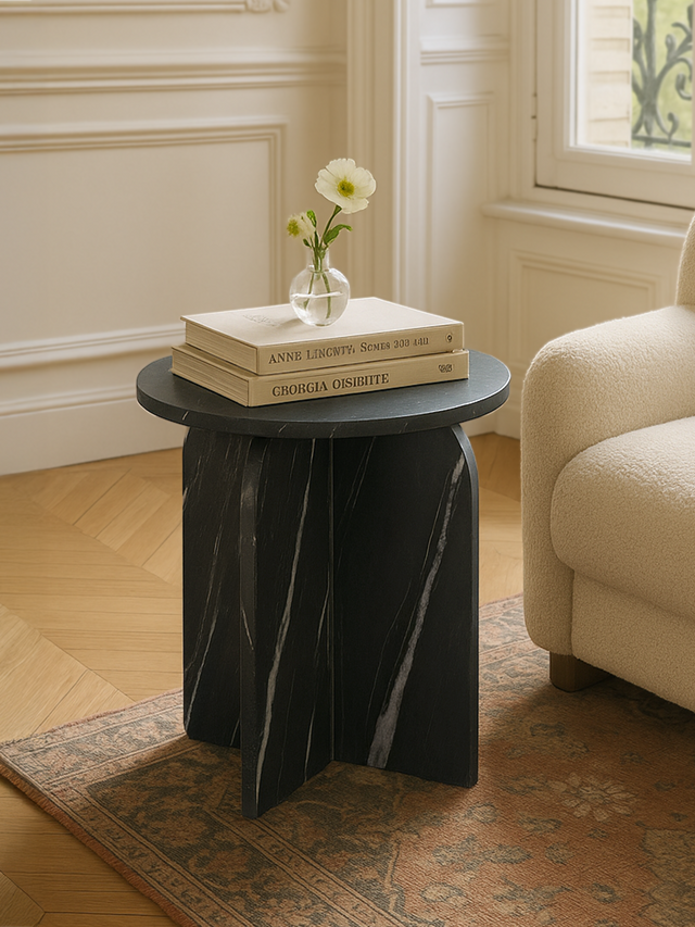 Petra Black Marble Side Table