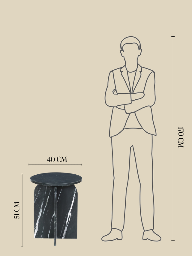 Petra Black Marble Side Table