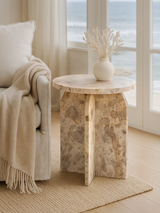 Petra Beige Marble Side Table