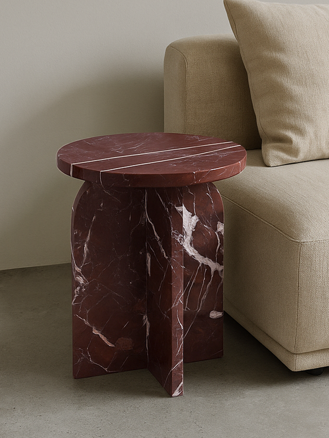 Petra Burgundy Marble Side Table
