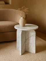 Petra White Marble Side Table
