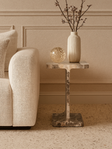 Cassian Beige Marble Side Table