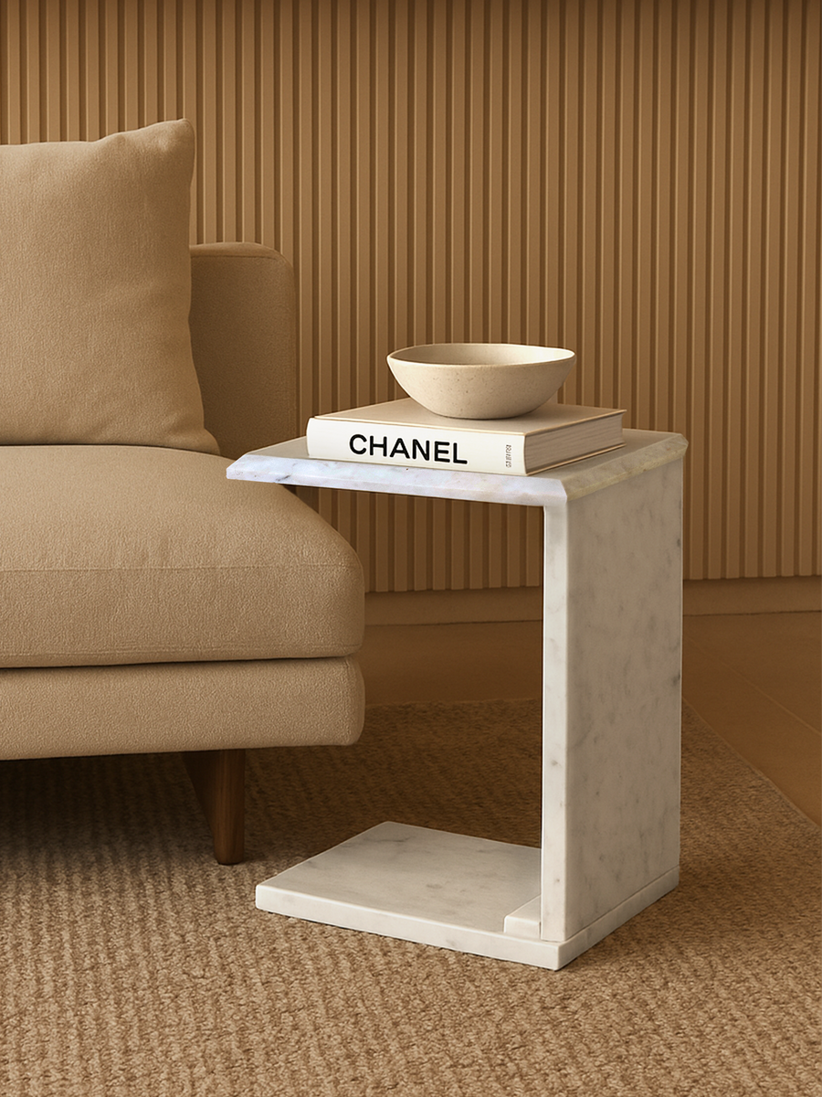 Aster White Marble Side Table