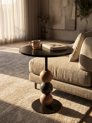 Lydia Mango Wood Sculptural Side Table - Black