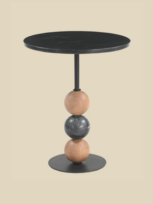 Lydia Mango Wood Sculptural Side Table - Black