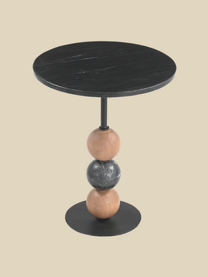 Lydia Mango Wood Sculptural Side Table - Black