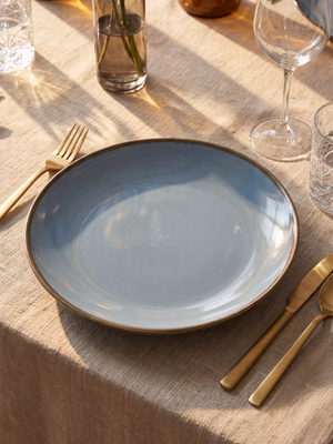Cassia Blue Porcelain Dinner Plates - Set of 6