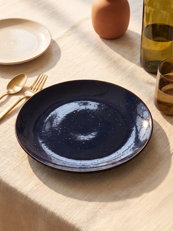Linden Navy Stoneware Dinner Plates - Set of 6