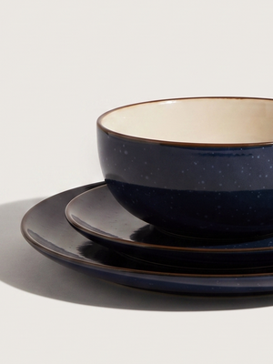 Linden Navy Stoneware Dinner Plates - Set of 6