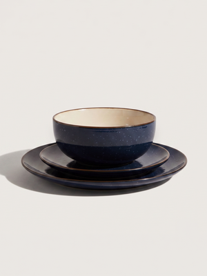 Linden Navy Stoneware Dinner Plates - Set of 6