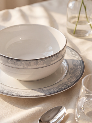Leonora White Porcelain Serving Bowls - Set of 2