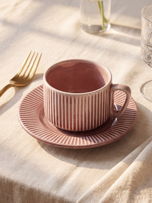 Cosima Blush Porcelain Cup & Saucer - Set of 2