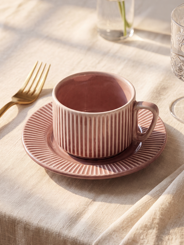 Cosima Blush Porcelain Cup & Saucer - Set of 2