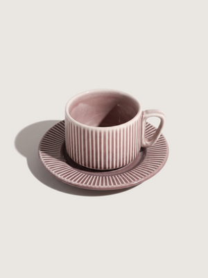 Cosima Blush Porcelain Cup & Saucer - Set of 2