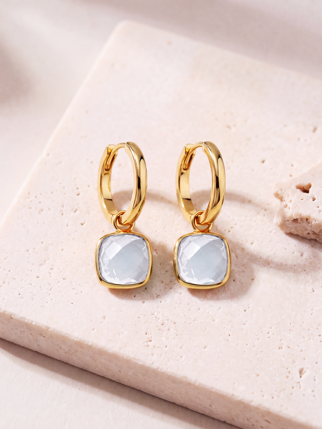 Chand Rainbow Moonstone Hoop Earrings - 18k Gold Vermeil