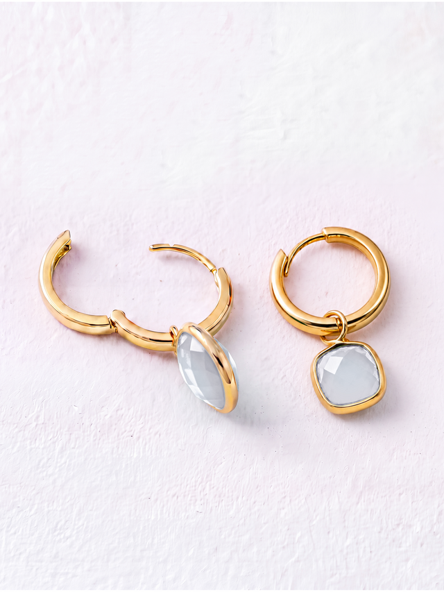 Chand Rainbow Moonstone Hoop Earrings - 18k Gold Vermeil