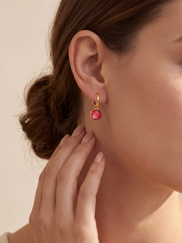 Chand Garnet Hoop Earrings - 18k Gold Vermeil