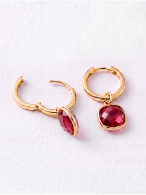 Chand Garnet Hoop Earrings - 18k Gold Vermeil