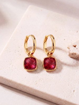 Chand Garnet Hoop Earrings - 18k Gold Vermeil
